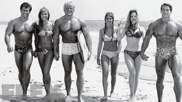 Reg Park, Dave Draper and Arnold Schwarzenegger Venice Beach, Muscle Beach Reg Park, Dave Draper and Arnold Schwarzenegger Venice Beach, Muscle Beach