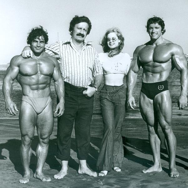 Classic bodybuilding photo from Venice Beach Muscle beach with Franco Columbo, Joe Weider, Betty Weider, Arnold Schwarzenegger Classic bodybuilding photo from Venice Beach Muscle beach with Franco Columbo, Joe Weider, Betty Weider, Arnold Schwarzenegger